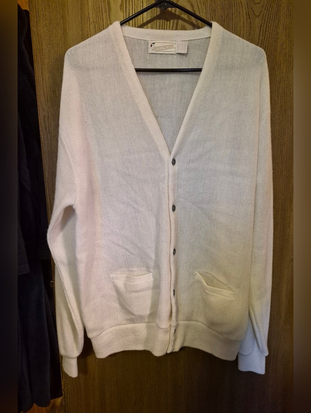Vintage Arnold Palmer Cardigan Sweater Mens XL White Cream Grandpa Golf